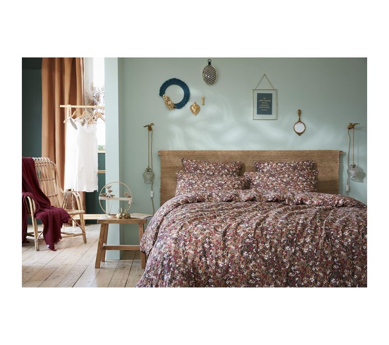 Housse De Couette 260 X 240 Cm – Double Gaze De Coton Imprimée – Capucine Camel