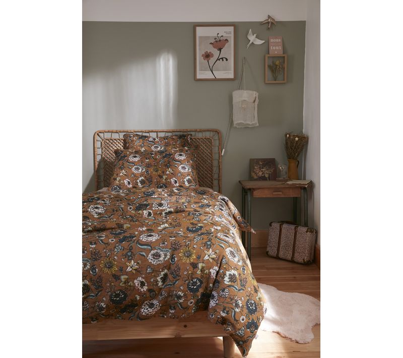 Housse De Couette 140 X 200 Cm Double Gaze De Coton Imprimée Camélia