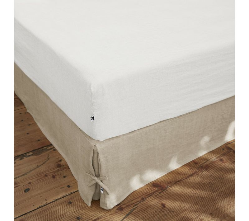 Drap Housse 160 X 200 Cm – Lin Lavé Français Luxe Soline – Blanc