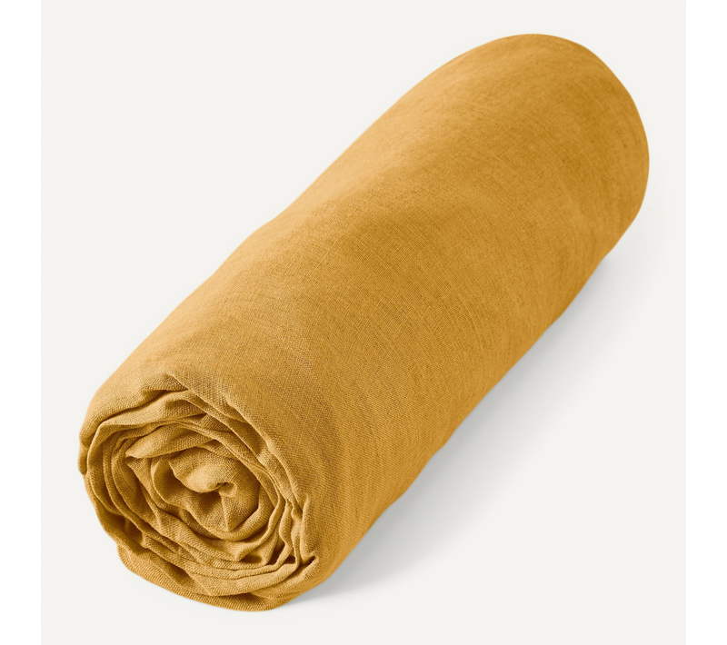 Drap Housse Luxe En Lin Lavé Français 180 X 200 Cm – Soline Miel