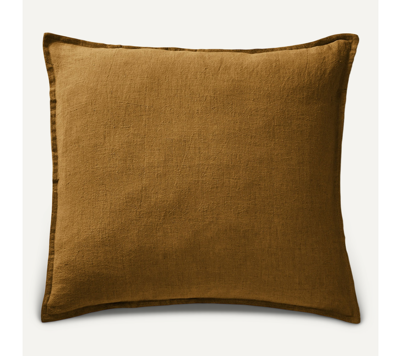 Taie D’oreiller 60 X 60 Cm – Lin Lavé Français Luxe Soline - Caramel