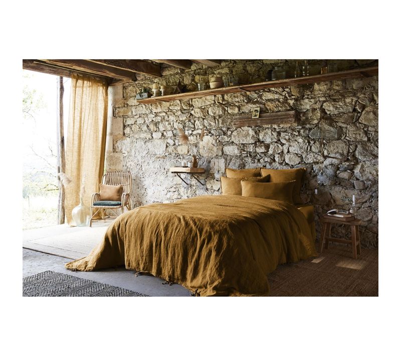 Housse De Couette 240 X 220 Cm – Lin Lavé Français Luxe Soline – Caramel