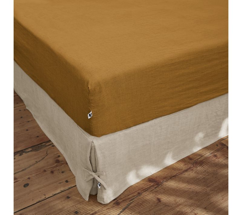 Drap Housse 160 X 200 Cm – Lin Lavé Français Luxe Soline – Caramel