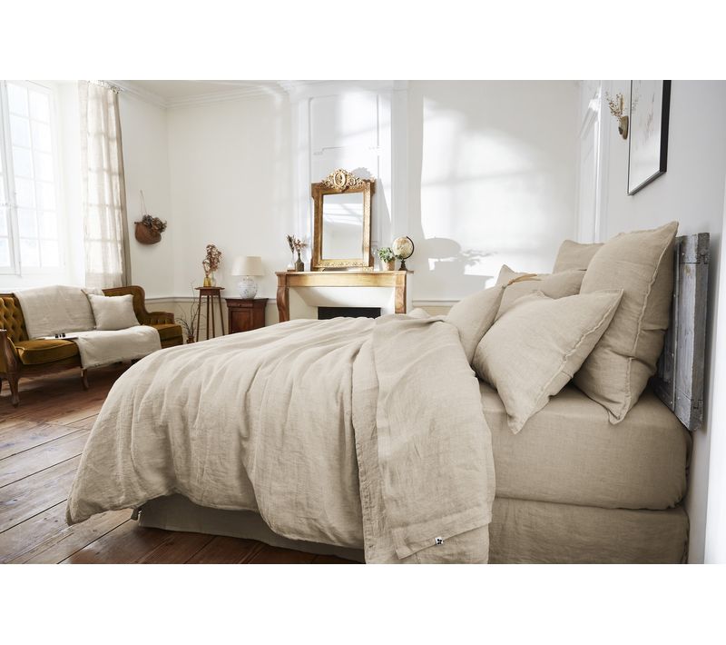 Drap Plat 240 X 300 Cm – Lin Lavé Français - Soline Sable