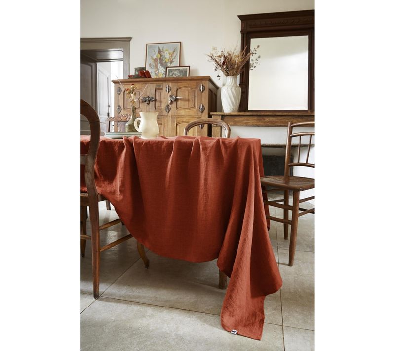 Nappe Rectangle 170 X 250 Cm – Lin Lavé Français Luxe Soline – Paprika