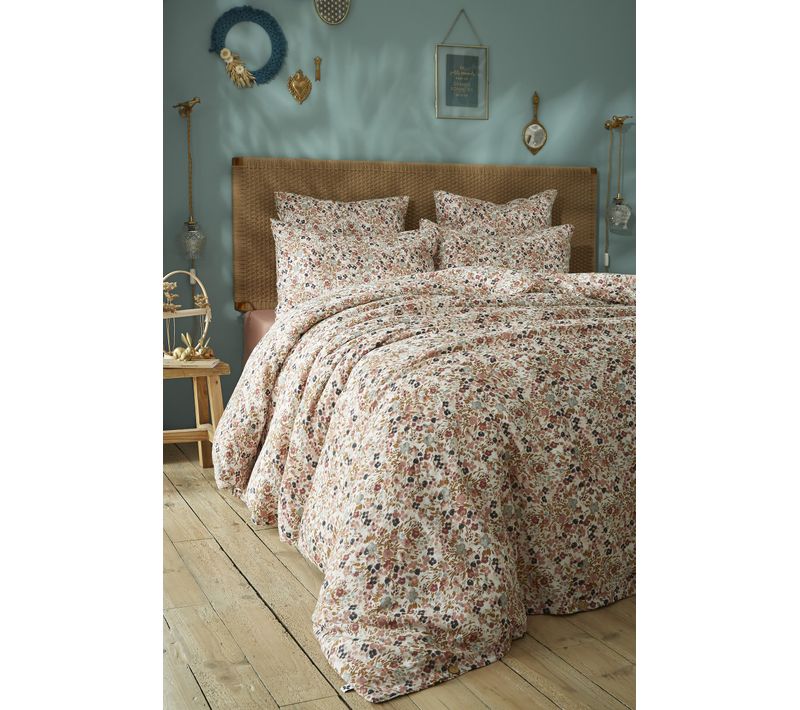 Housse De Couette 240 X 220 Cm – Double Gaze De Coton Imprimée – Capucine Pampa
