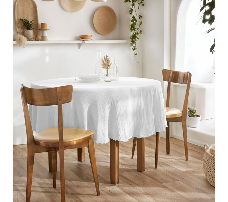 Nappe Ronde (0) 180 Cm Gaze De Coton Unie Gaïa Blanc
