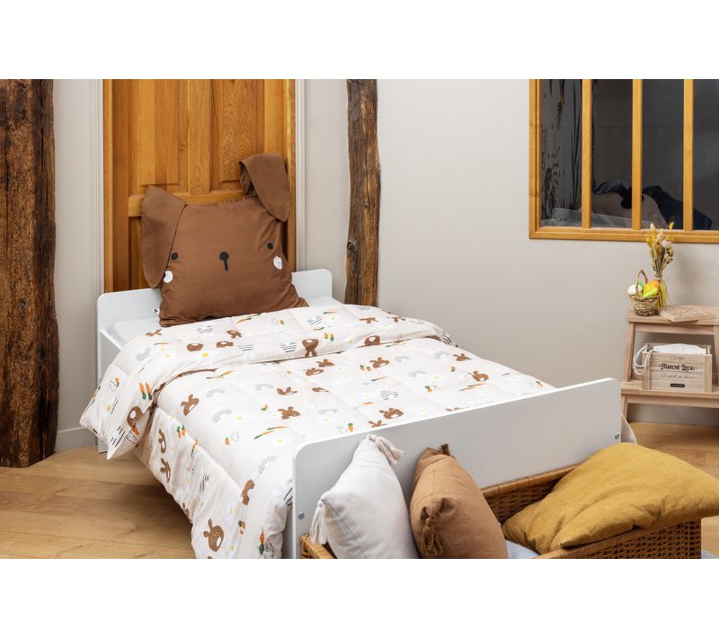 Couette Imprimée 260 X 240 Cm + 2 Taies D’oreiller 60 X 60 Cm – Coton 57 Fils – Imprimé Pompon