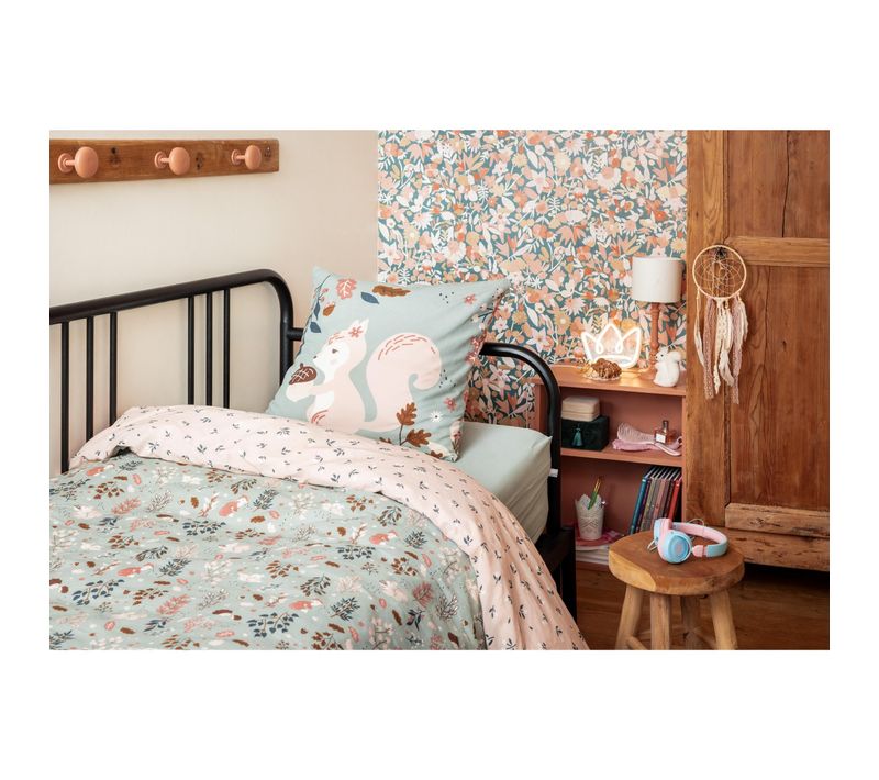 Parure De Lit Réversible + 2 Taies D’oreiller 200 X 200 Cm – Coton 57 Fils – Imprimé Tamia