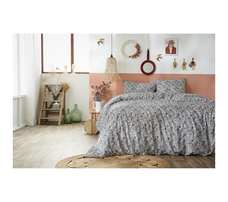 Housse De Couette 200 X 200 Cm + 2 Taies D'oreiller - Coton 57 Fils Malia