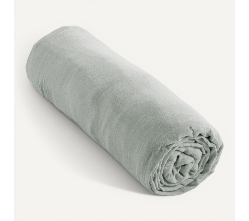 Drap-housse 140 X 190 Cm – Double Gaze De Coton 125 G/m² – Gaïa Eucalyptus