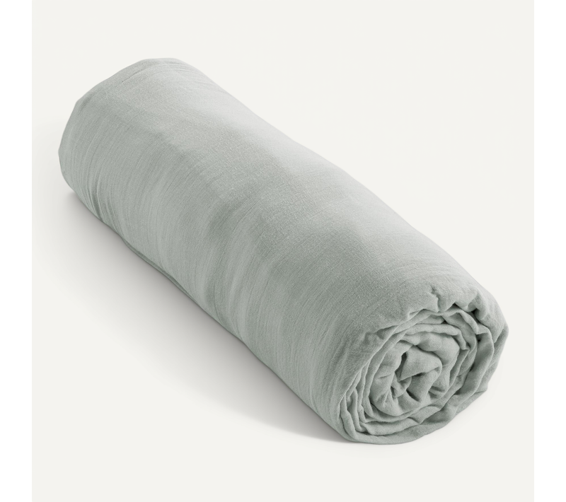 Drap-housse 180 X 200 Cm – Double Gaze De Coton 125 G/m² – Gaïa Eucalyptus