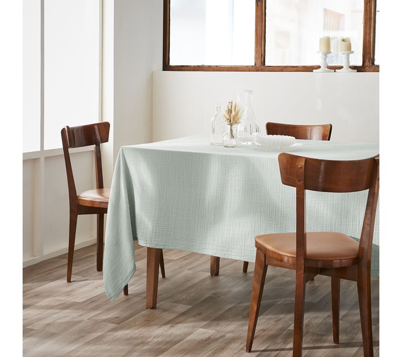 Nappe Rectangulaire 150 X 250 Cm – Double Gaze De Coton – Gaïa Eucalyptus
