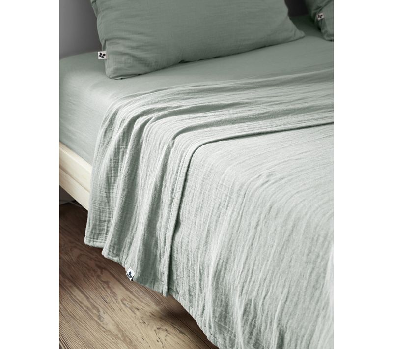 Drap Plat 270 X 300 Cm Gaze De Coton Unie Gaïa Eucalyptus
