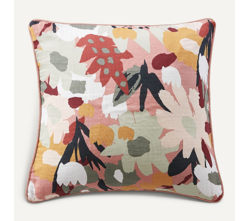 Coussin Déhoussable 45 X 45 Cm – Gaze De Coton Imprimée Léane