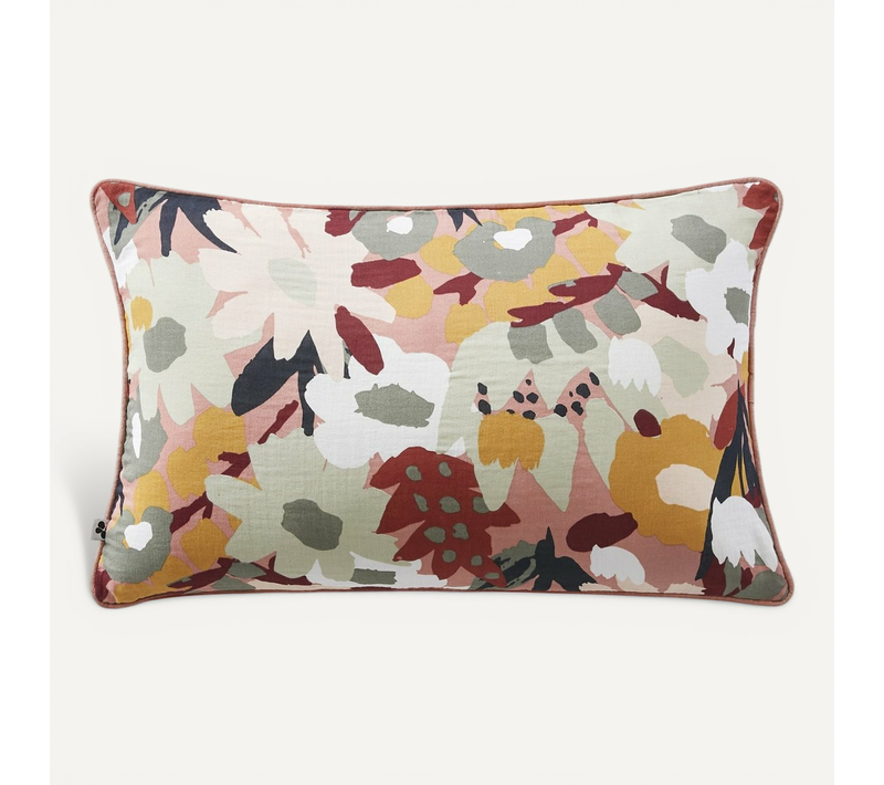 Coussin Déhoussable 40 X 60 Cm – Gaze De Coton Imprimée Léane