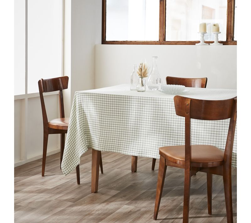 Nappe Rectangulaire 150 X 250 Cm – Double Gaze De Coton Tissée Teinte – Vickie Eucalyptus