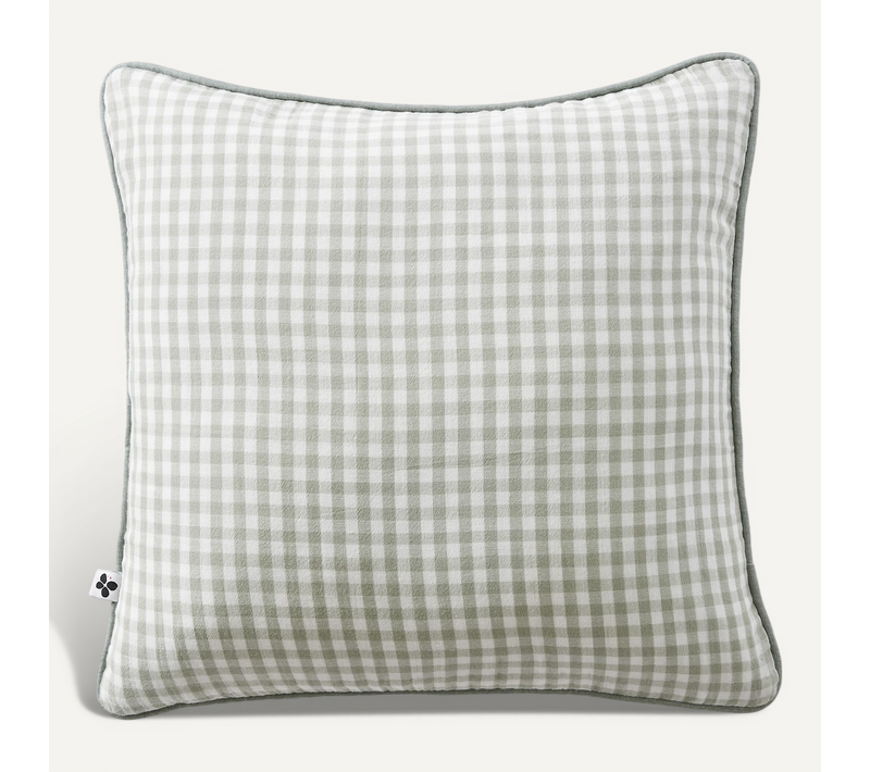 Coussin Déhoussable 45 X 45 Cm - Double Gaze De Coton Tissée Teinte - Vickie - Eucalyptus
