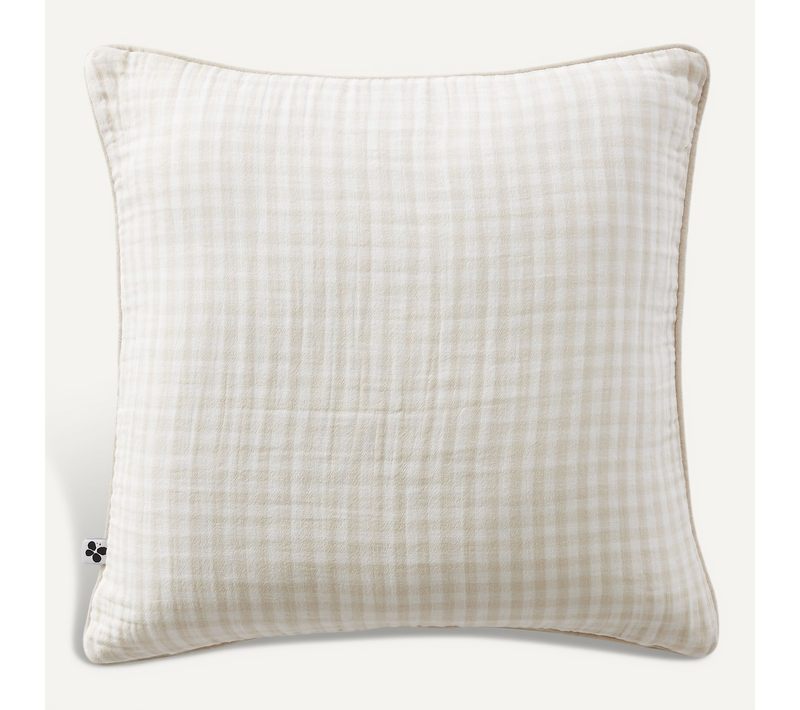 Coussin Déhoussable 45 X 45 Cm - Double Gaze De Coton Tissée Teinte - Vickie - Pampa