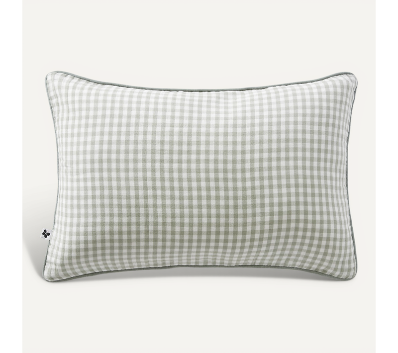 Coussin Déhoussable 40 X 60 Cm - Double Gaze De Coton Tissée Teinte - Vickie - Eucalyptus