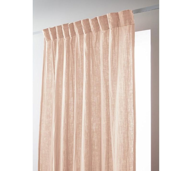 Rideau Galon Fronceur 140 X 240 Cm - Double Gaze De Coton - Uni Gaïa Rose Clair