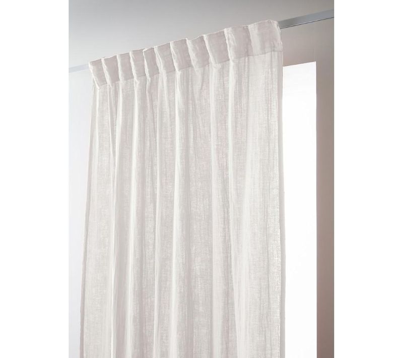 Rideau Galon Fronceur 140 X 240 Cm - Double Gaze De Coton - Uni Gaïa Blanc