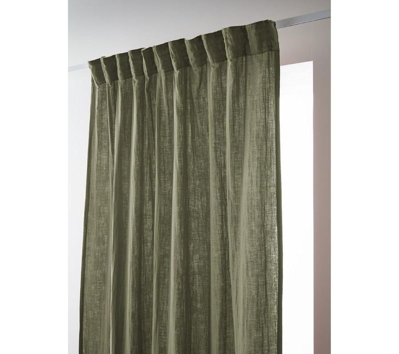 Rideau Galon Fronceur 140 X 240 Cm - Double Gaze De Coton - Uni Gaïa Romarin