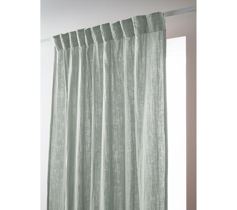 Rideau Galon Fronceur 140 X 240 Cm – Double Gaze De Coton – Gaïa Eucalyptus