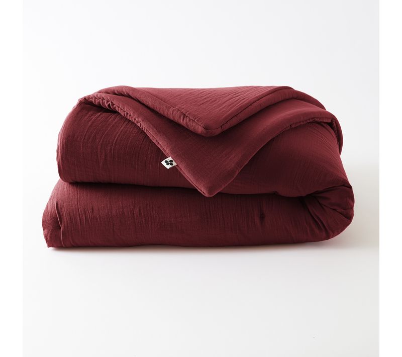 édredon 180 X 240 Cm - Double Gaze De Coton 125 Gr/m² - Uni Gaïa Bordeaux
