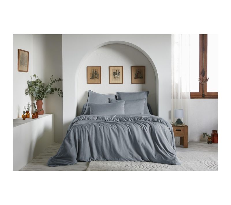 Housse De Couette 240 X 220 Cm – Lyocell Uni Lysandre – Stone