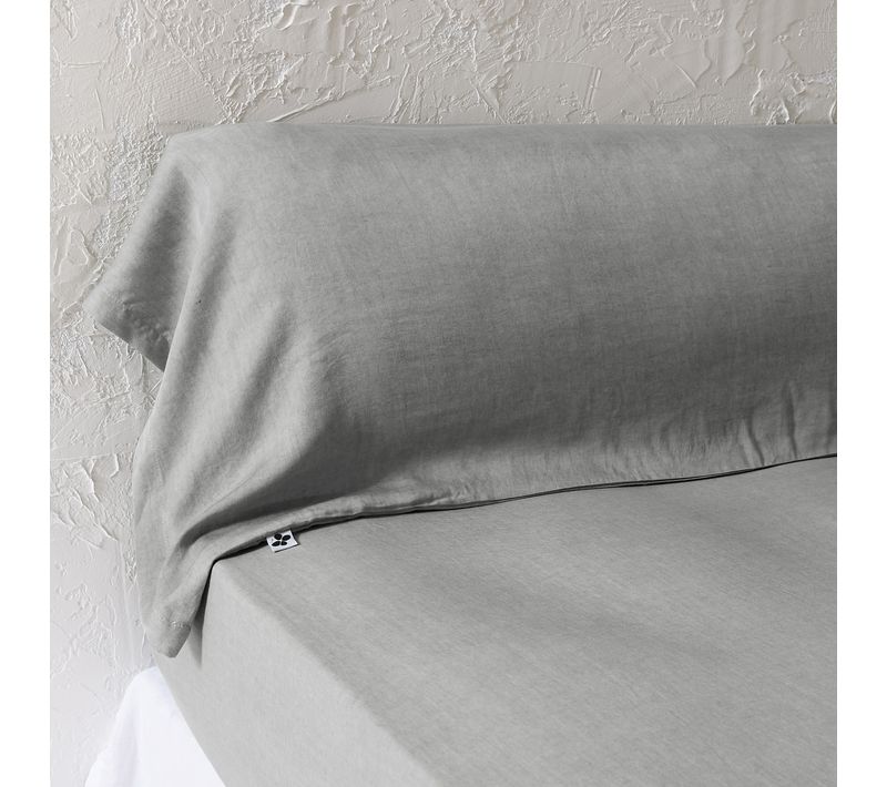Taie De Traversin 43 X 185 Cm - Lyocell Uni Lysandre Granit - 147 G/m²