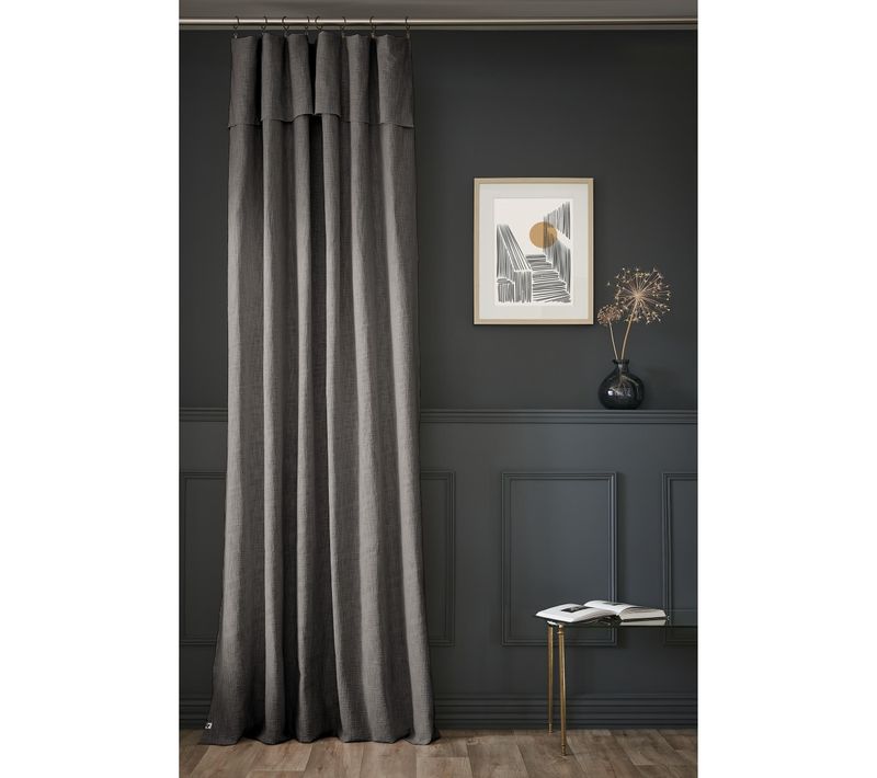 Rideau Ajustable Sixtine – 140 X 270 Cm – Coton Flammé – Ardoise