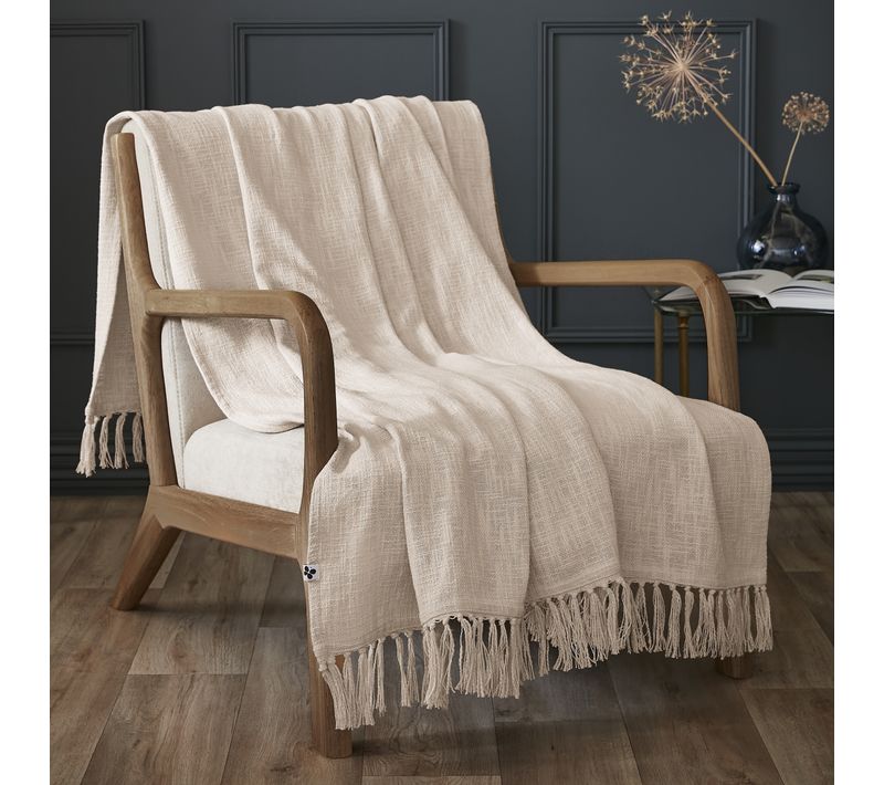 Plaid 130 X 160 Cm – Coton Texturé Sixtine – Coloris Pampa – 210 G/m²