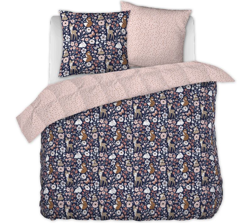 Couette Tempérée 240 X 220 Cm + 2 Taies D’oreiller 60 X 60 Cm – Coton Réversible – Forêt Enchantée