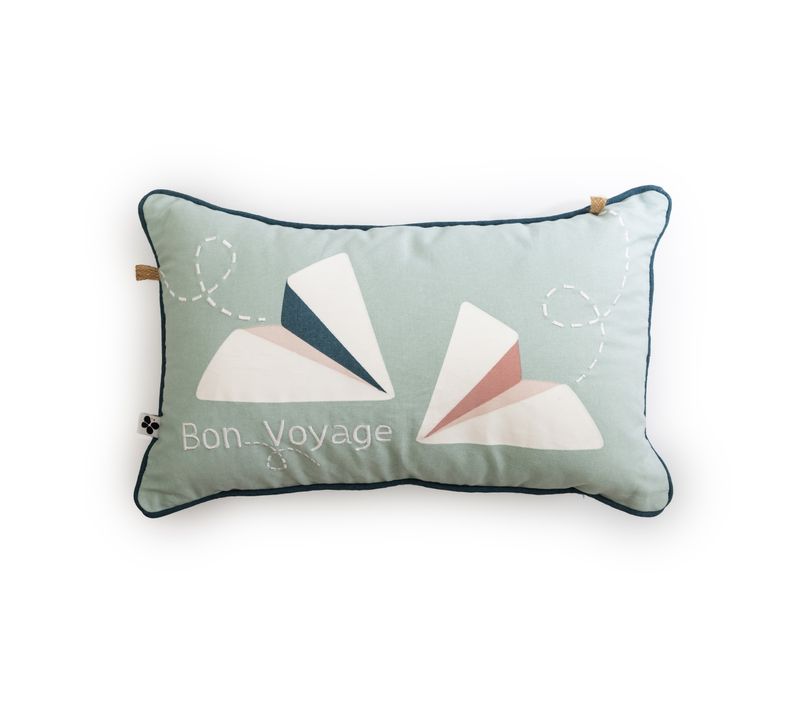 Coussin Déhoussable 30 X 50 Cm – Coton Imprimé – Petits Papiers – Finition Passepoil