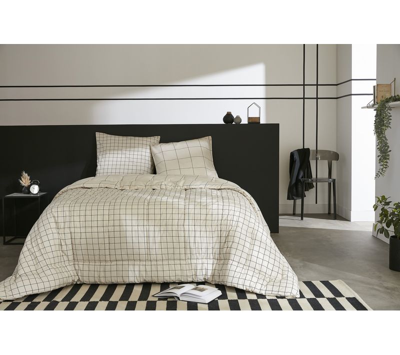 Couette Tempérée Imprimée 200 X 200 Cm + 2 Taies D’oreiller 60 X 60 Cm – Coton Imprimé – Carrie