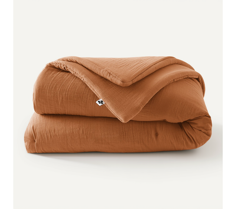édredon 180 X 240 Cm – Double Gaze De Coton – Gaïa Abricot