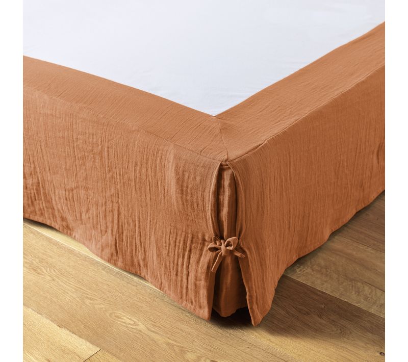 Cache-sommier 140 X 190 Cm – Double Gaze De Coton 125 G/m² – Gaïa Abricot
