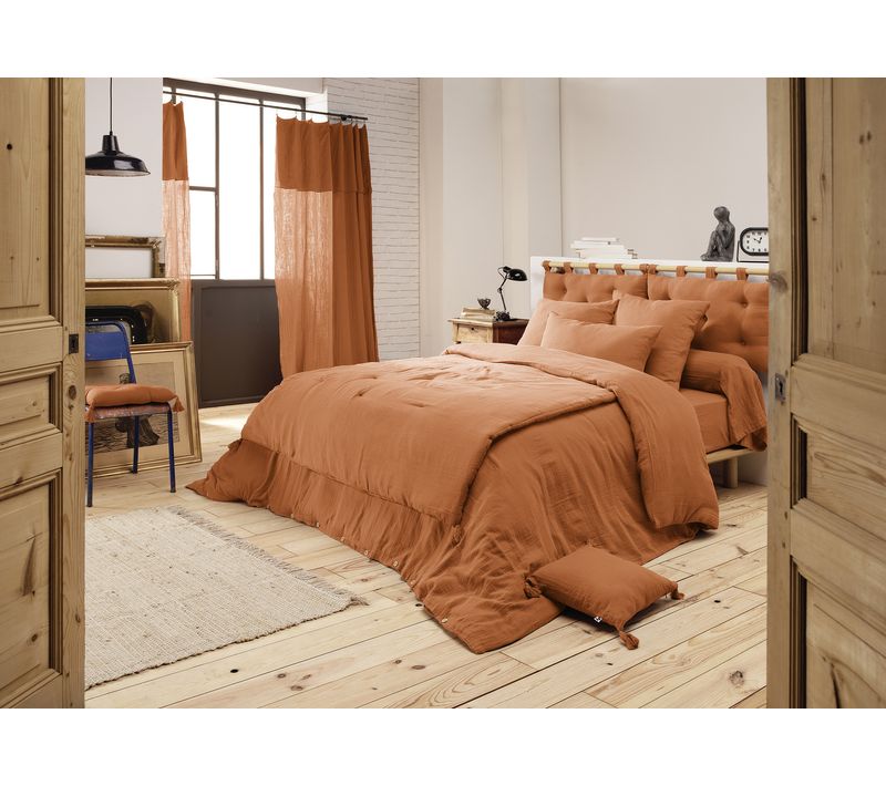 Housse De Couette 240 X 220 Cm – Double Gaze De Coton Luxe - Abricot