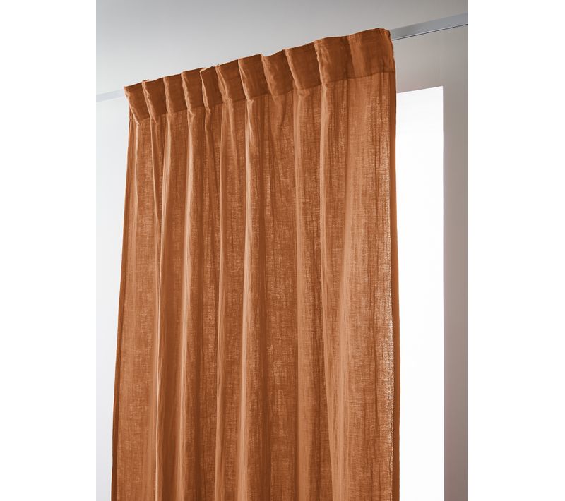 Rideau Galon Fronceur 140 X 240 Cm – Double Gaze De Coton Gaïa Abricot