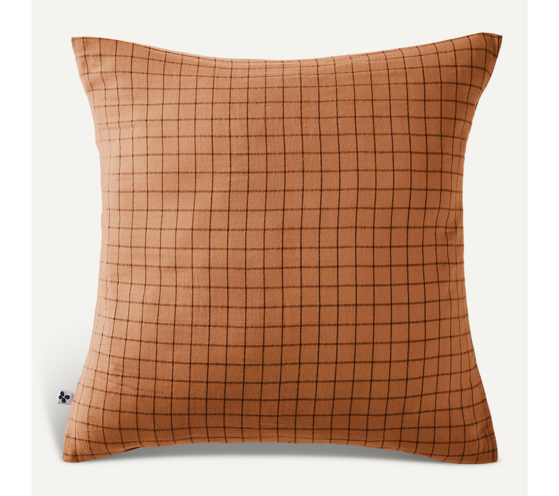 Taie D’oreiller 60 X 60 Cm – Gaze De Coton Tissée – Gaïa Mix – Petits Carreaux Abricot
