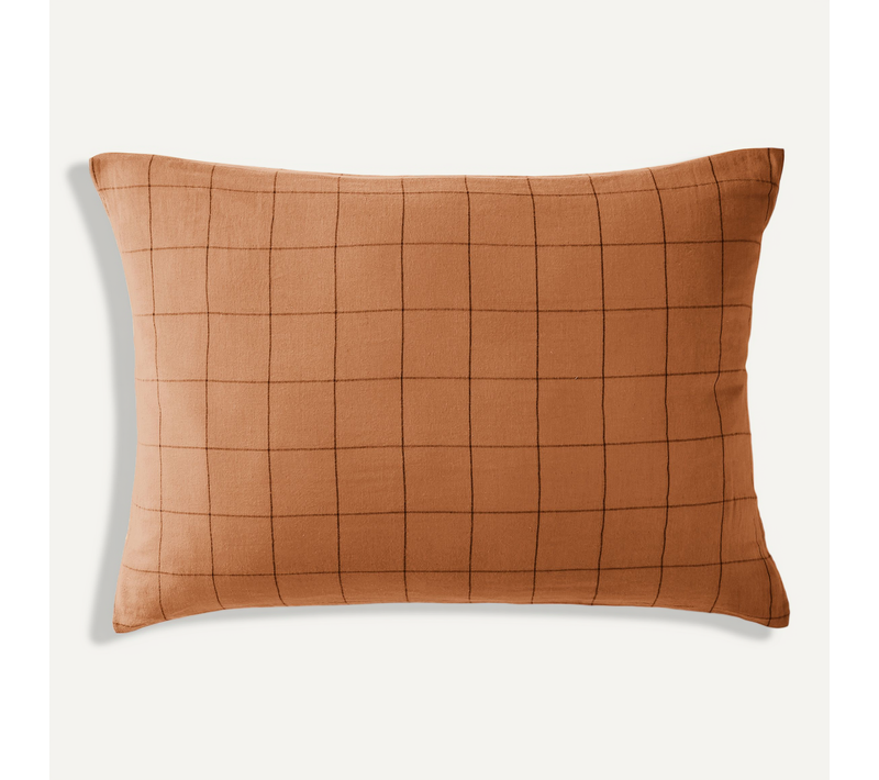 Taie D’oreiller 50 X 70 Cm – Gaze De Coton Tissée – Gaïa Match Abricot