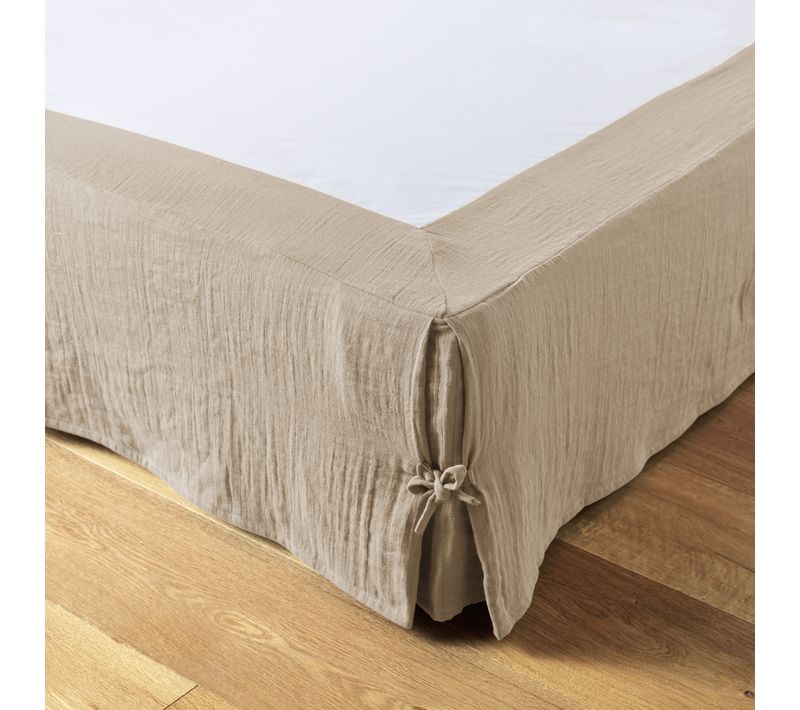 Cache-sommier 180 X 200 Cm – Double Gaze De Coton 125 G/m² – Gaïa Ficelle