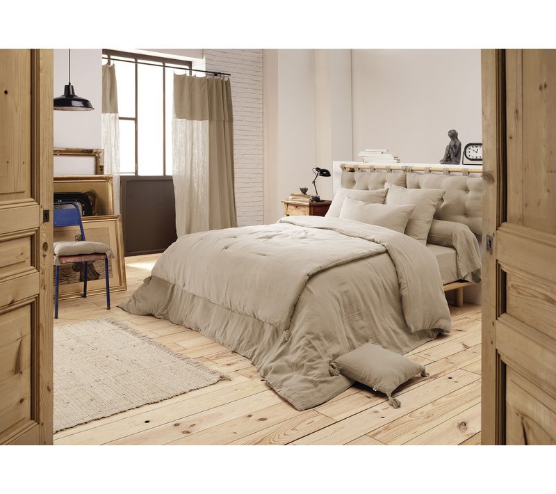 Housse De Couette 240 X 220 Cm – Double Gaze De Coton Luxe - Ficelle