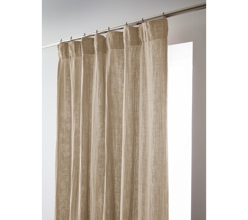 Rideau Galon Fronceur 140 X 240 Cm – Double Gaze De Coton Gaïa Ficelle