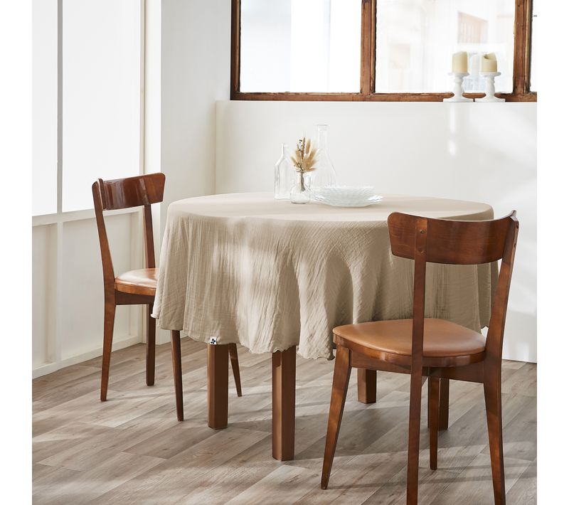 Nappe Ronde 180 Cm – Double Gaze De Coton – Gaïa Ficelle