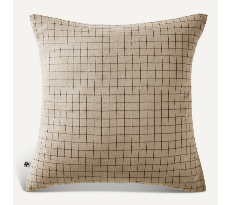 Taie D’oreiller 60 X 60 Cm – Gaze De Coton Tissée – Gaïa Mix – Petits Carreaux Ficelle