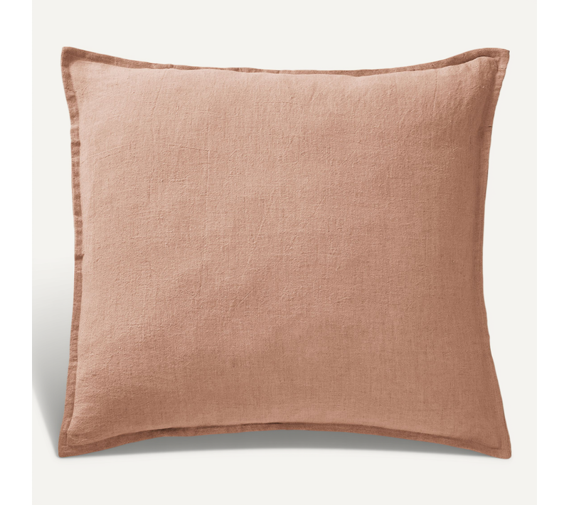 Taie D’oreiller 60 X 60 Cm – Lin Lavé Français Luxe Soline - Vieux Rose