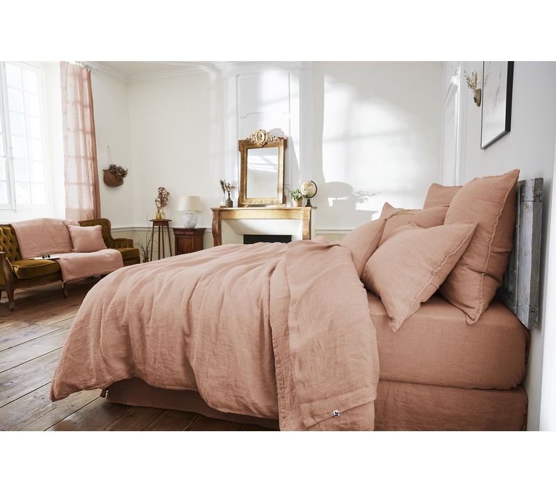 Drap Plat 240 X 300 Cm – Lin Lavé Français - Soline Vieux Rose