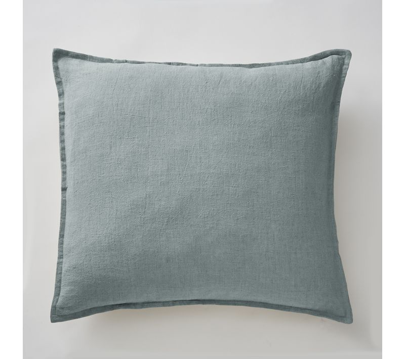 Taie D’oreiller 60 X 60 Cm – Lin Lavé Français Luxe Soline - Azur
